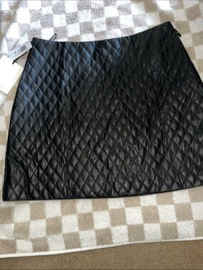 Aritiza Sunday best Black Quilted Faux Leather Mini Skirt